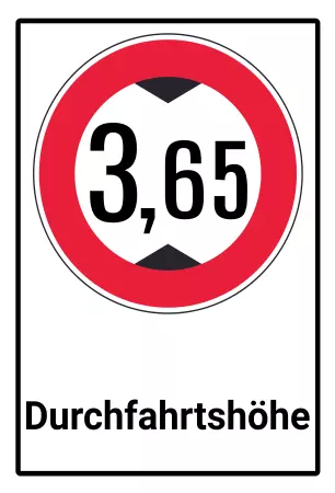 Strassen - Hausnummern Durchfahrtshöhe 3,65m Bild