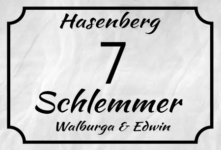 Strassen - Hausnummern Hasenberg 7 Schlemmer Bild