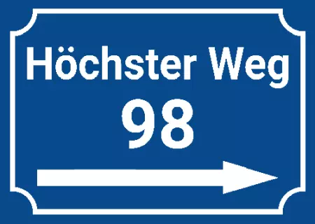 Strassen - Hausnummern Höchster Weg 98 Bild